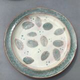 Set of 5 artisanal plates in enamelled earth plus a dessert plate. Unique pieces .