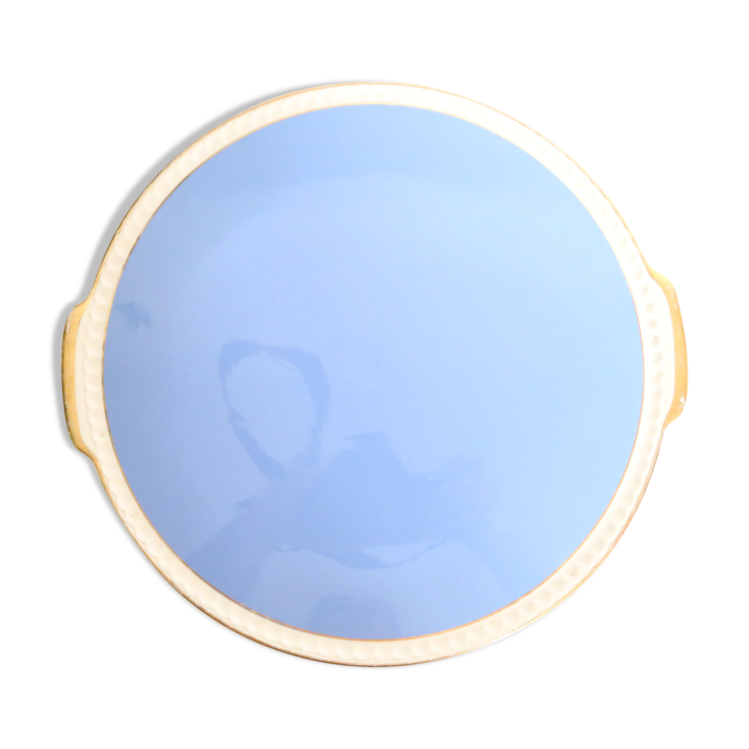 Blue ceramic dish and golden edges, Villeroy and Boch, vintage