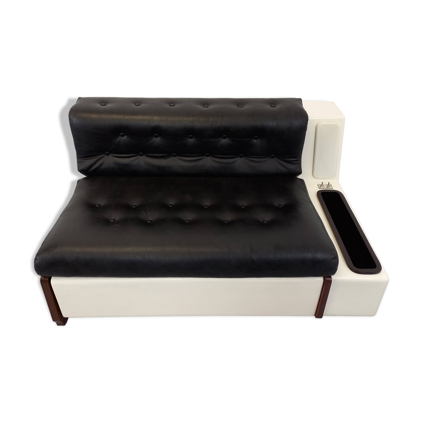 Vintage sofa bed bench with integrated lighting, Italian design Beka Tortuga, in skai, fiber