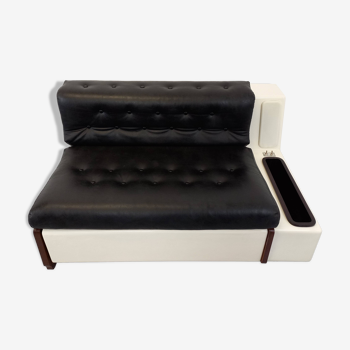 Vintage sofa bed bench with integrated lighting, Italian design Beka Tortuga, in skai, fiber