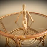 Light rattan lounge table and smoked glass