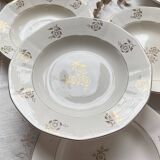 7 assiettes creuses porcelaine vintage digoin sarreguemines modèle raphael motif fleurs dorées