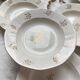 7 vintage porcelain soup plates Digoin Sarreguemines model Raphael with golden flower motif