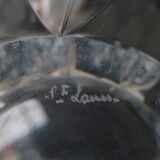 Large crystal vase carved with shuttle decoration. St. Louis. Art Deco.