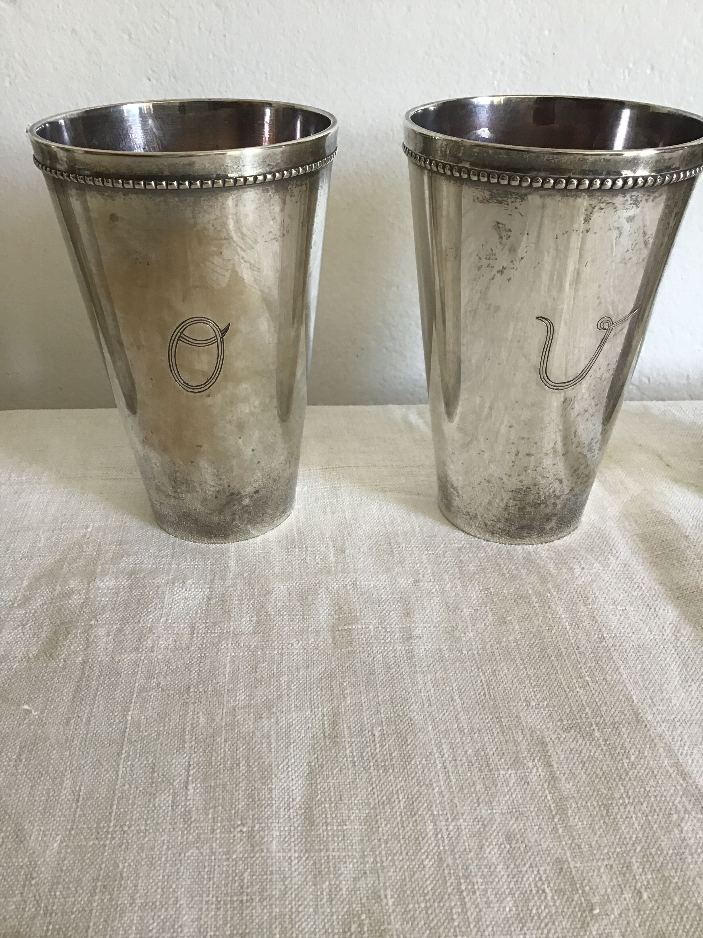 4 'love' metal vases