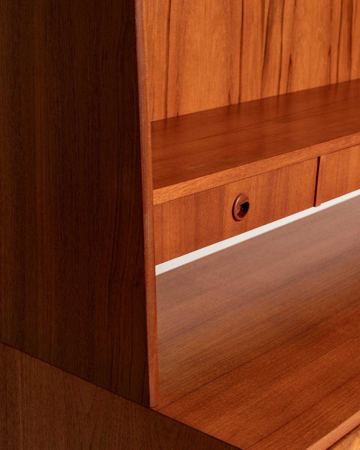 Swedish teak bookcase with writing desk, 1960s