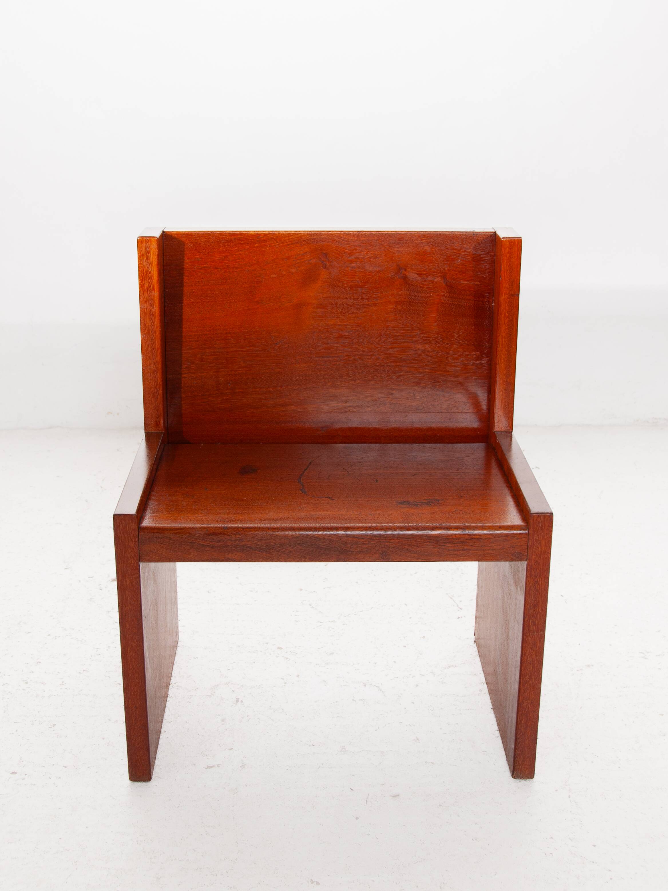 Brutalist Solid Bench, Side Chair, 1960s, Belgium