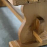 Vintage large French blonde oak monastery dining table, 1960s.