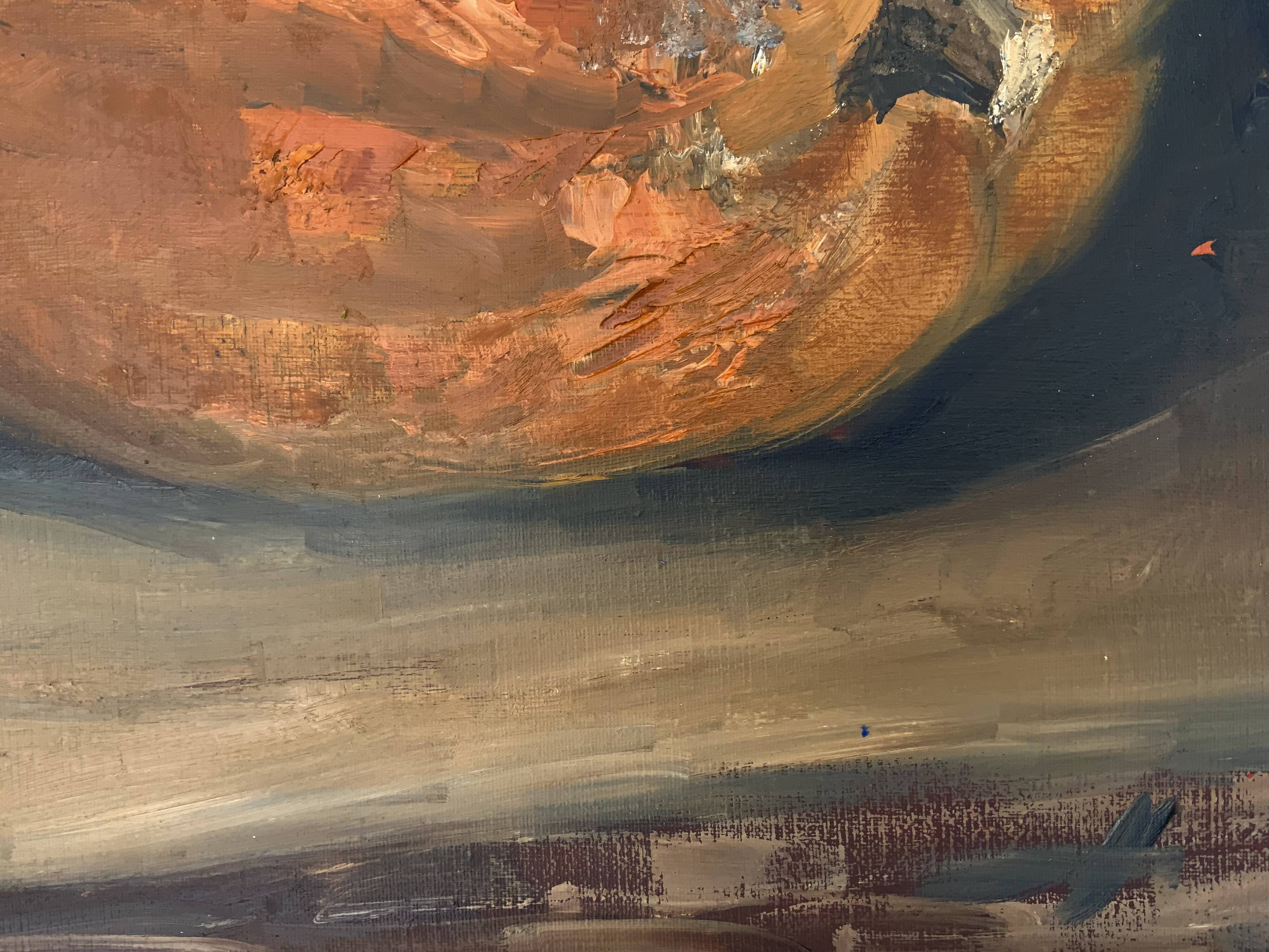 Vintage Still life with Pumkin oil Painting on Canvas signed R. Grinberg