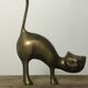 Animaux "le chat et le chevreuil" en laiton doré vintage 60