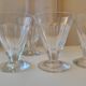 4 old conical liquor glasses cut with 10 flat ribs with faceted sides