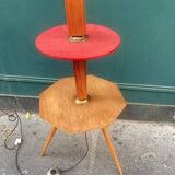 Lampadaire à double tablettes, bois, 1950-60
