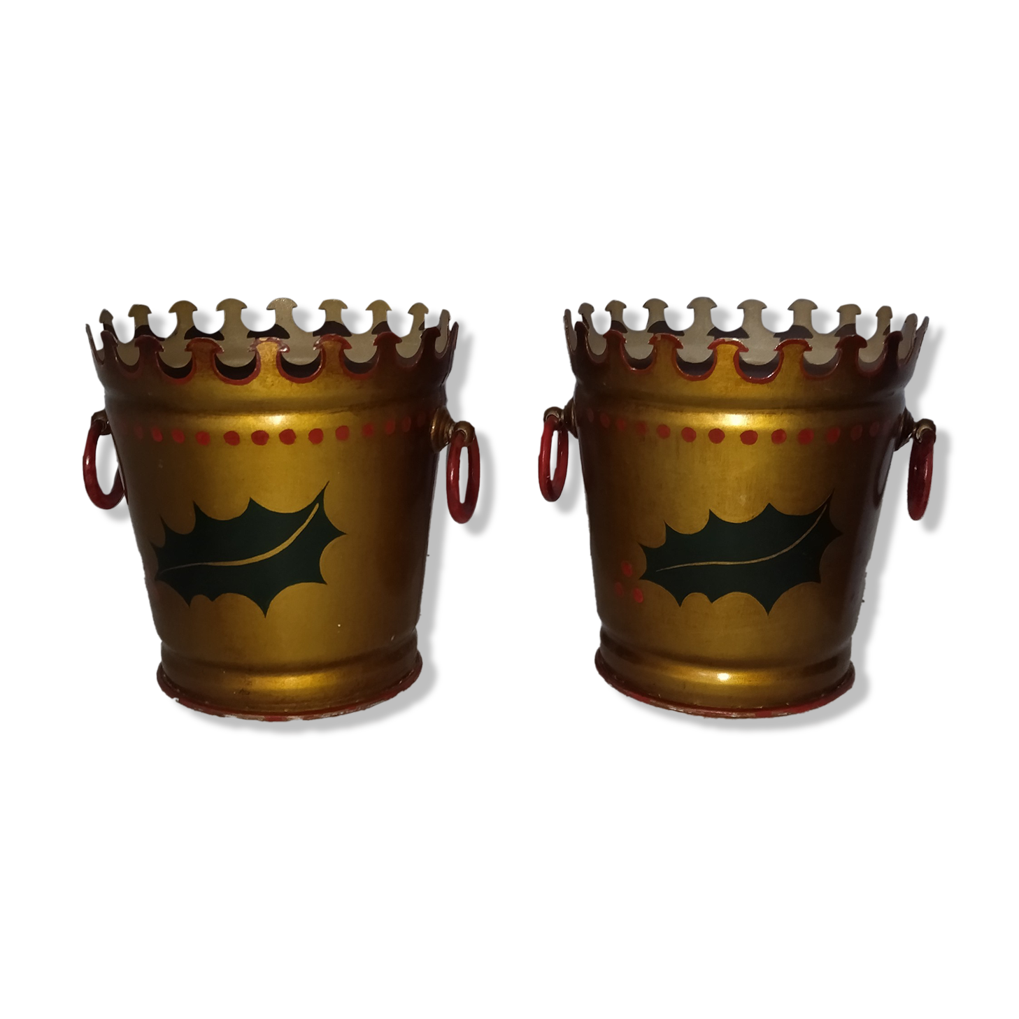 Pair of Lancel Paris metal pot covers