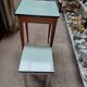 Formica table with tapered wooden legs + stool