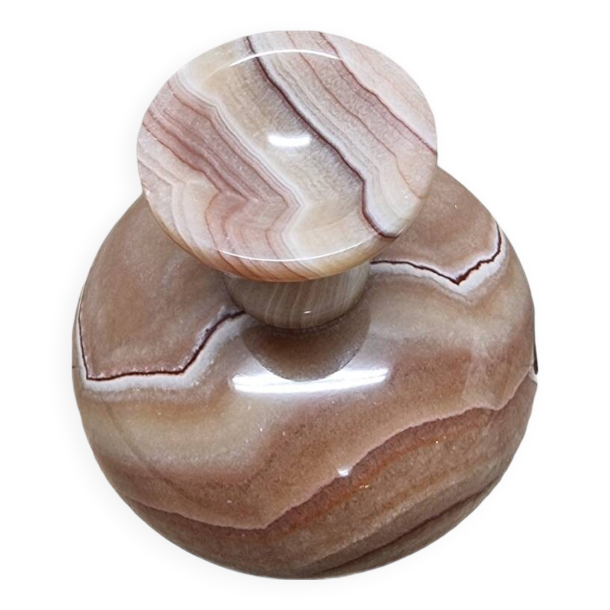 Vintage Onyx Marble Bowl On Foot 80s