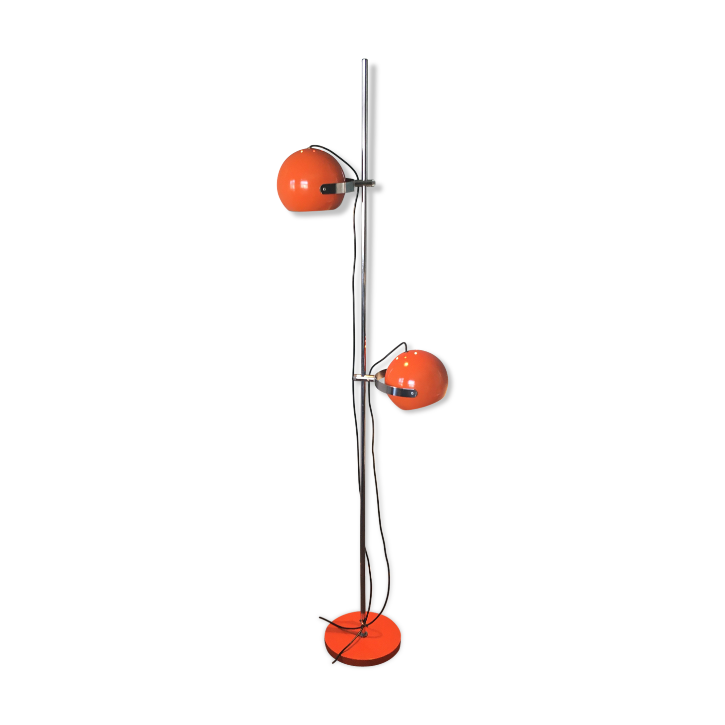 Chrome plated and orange steel floor lamp, 1960s