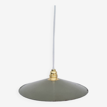 Khaki enameled sheet metal pendant light