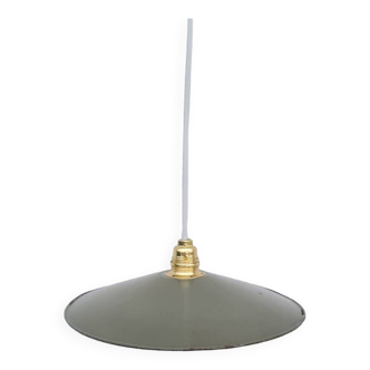 Khaki enameled sheet metal pendant light