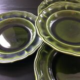 Set of 5 Provençal olive green plates