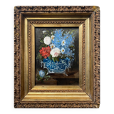 Hsp painting "still life with wild flowers" 19th century signed bournay + frame