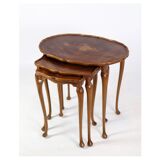 Set of 3 Insert Tables with Neo-Rococo-style Marquetry from Around the 1960s