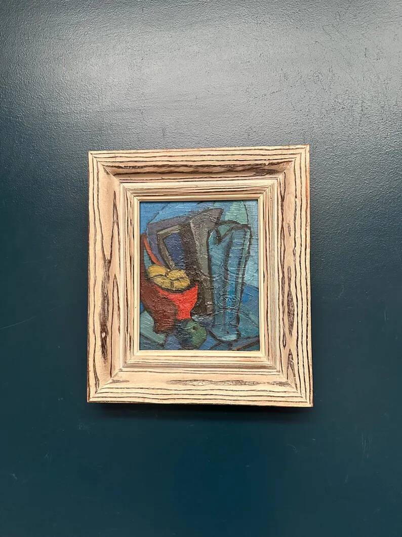 Original Swedish Oil on Panel - 'Still Life with Jugs and Fruits' by Stig Thiderman - Signed - Vintage - Framed