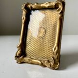 Cadre antique en bois doré art nouveau 11,5 cm x 8,5 cm verre convexe