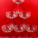 Vintage 6 old champagne glasses in engraved crystal