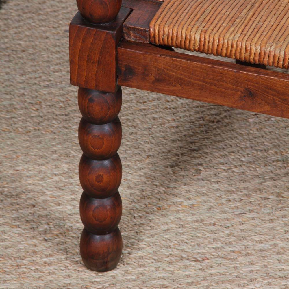 Pair of oak and straw armchairs from the 1940s