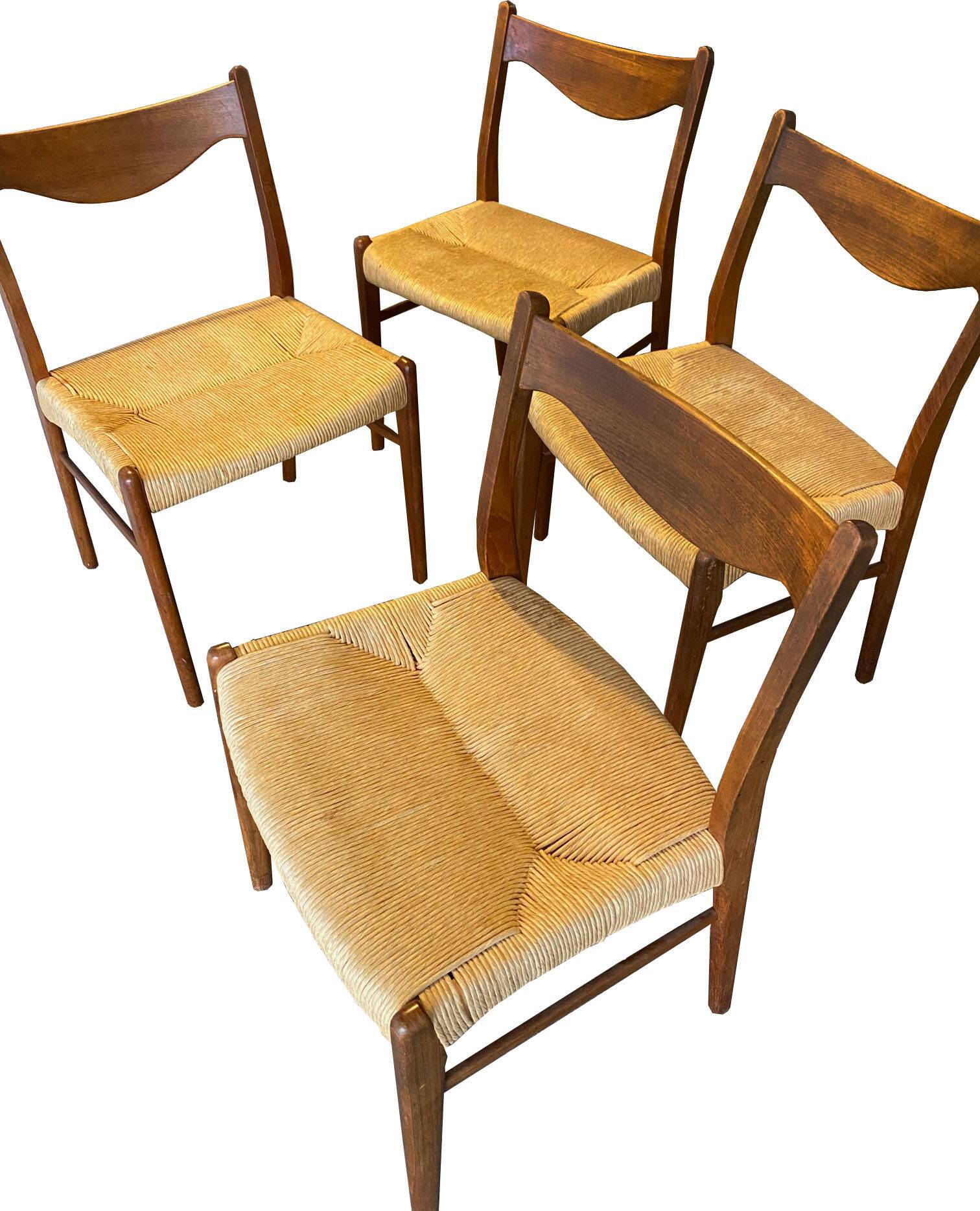 wooden and straw chairs from the 50s
