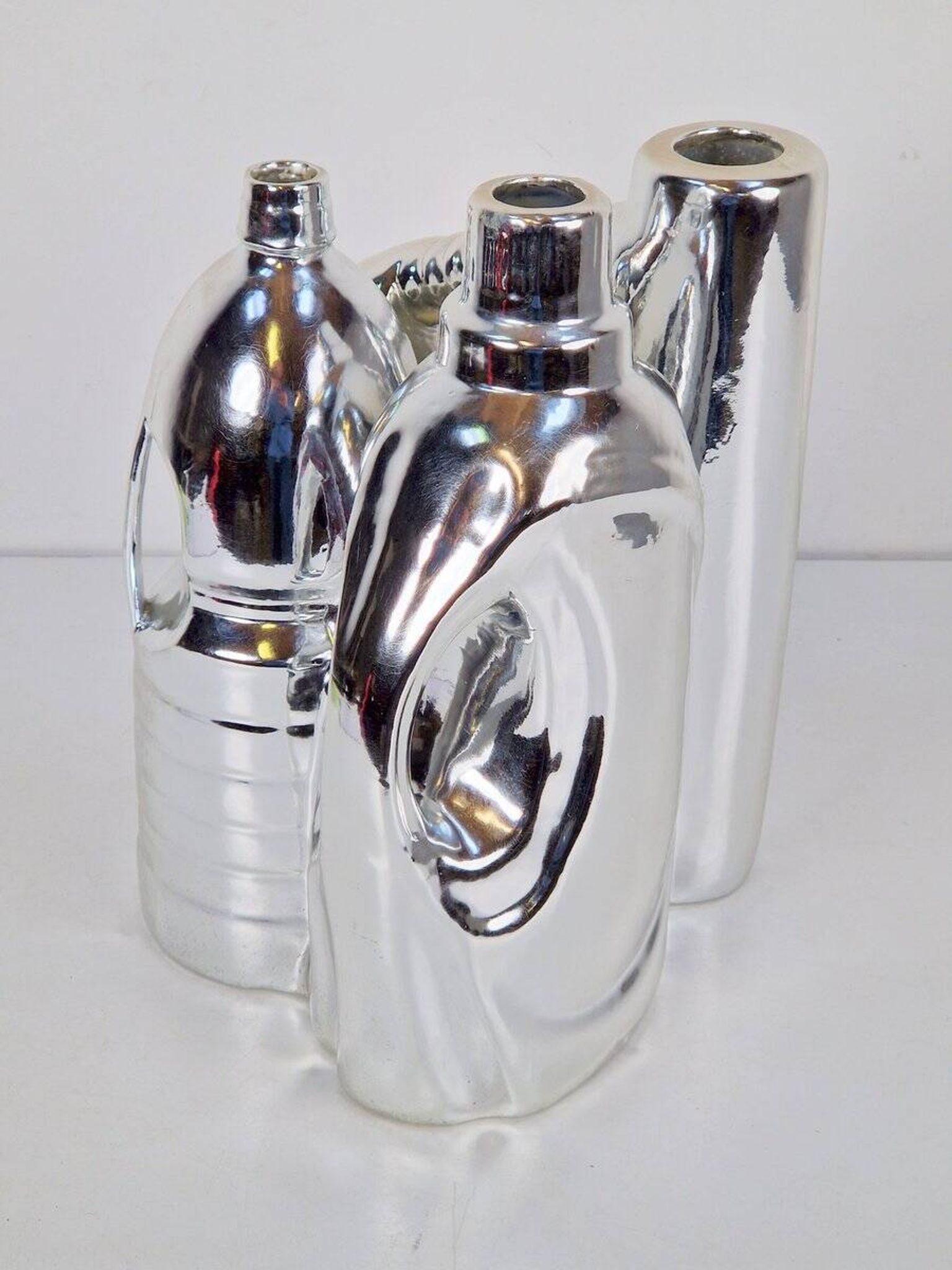 Silver Ceramic Vases and Cleaning Bottles from Pols Potten, 1990s, Set of 3