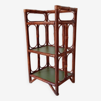 Vintage stand shelf in bamboo and rattan