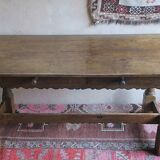 Antique patinated oak dining table, 18th century