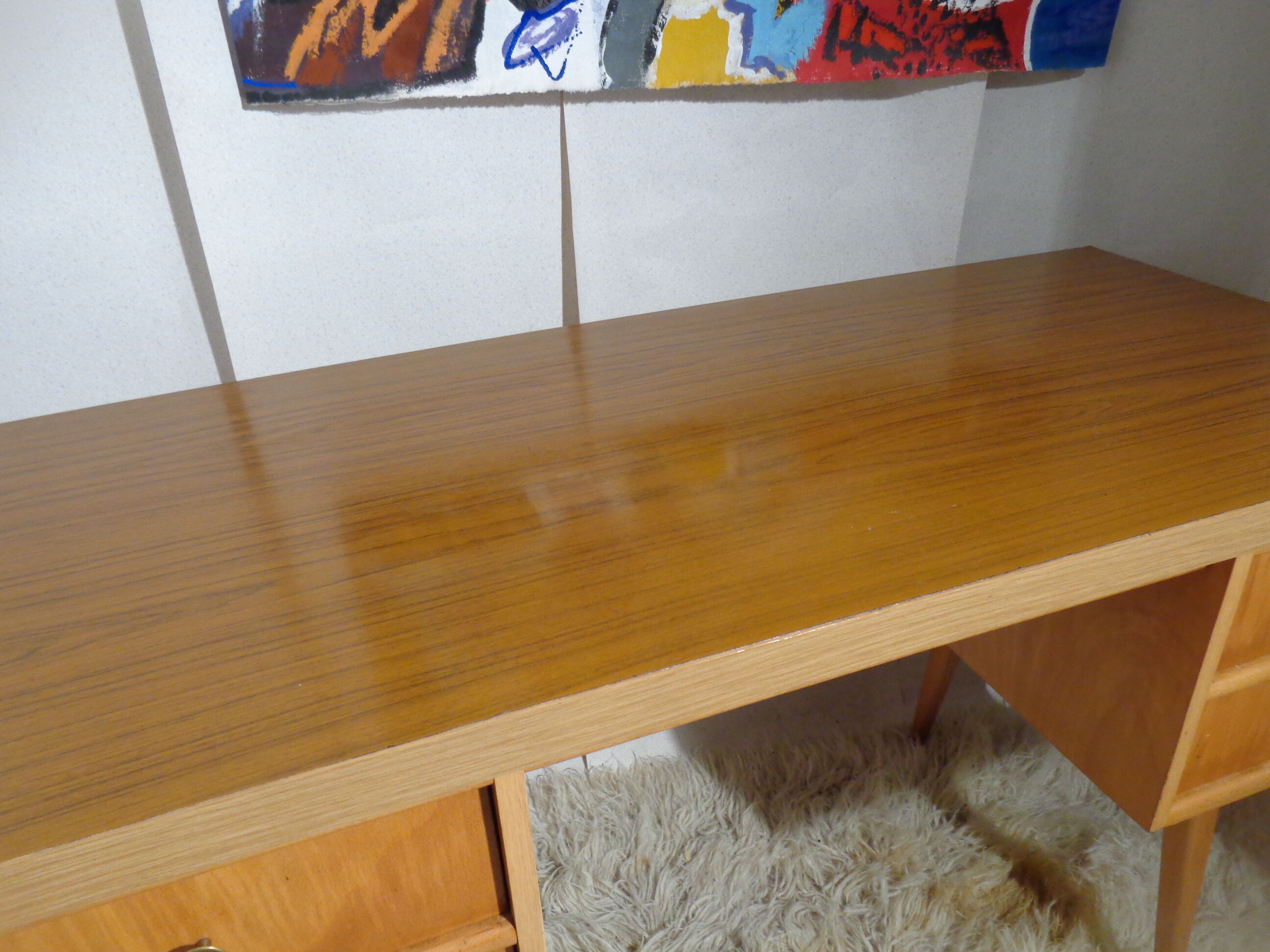 Vintage desk Ekawerk compass feet 50s