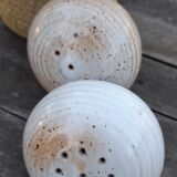 round salt and pepper shaker signed Grés du Marais, France, 60s
