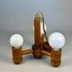 Vintage wooden chandelier with three lights