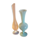 Duo de soliflores en opaline rose et bleu gris