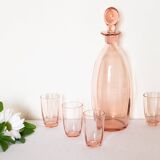 Old pink fine glass liquor service