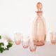 Old pink fine glass liquor service