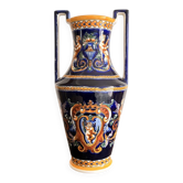 Ancien Vase Double Anse Faïence Gien Modèle Renaissance Majolique Italienne