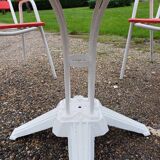 Garden furniture cast iron table and Tolix armchairs