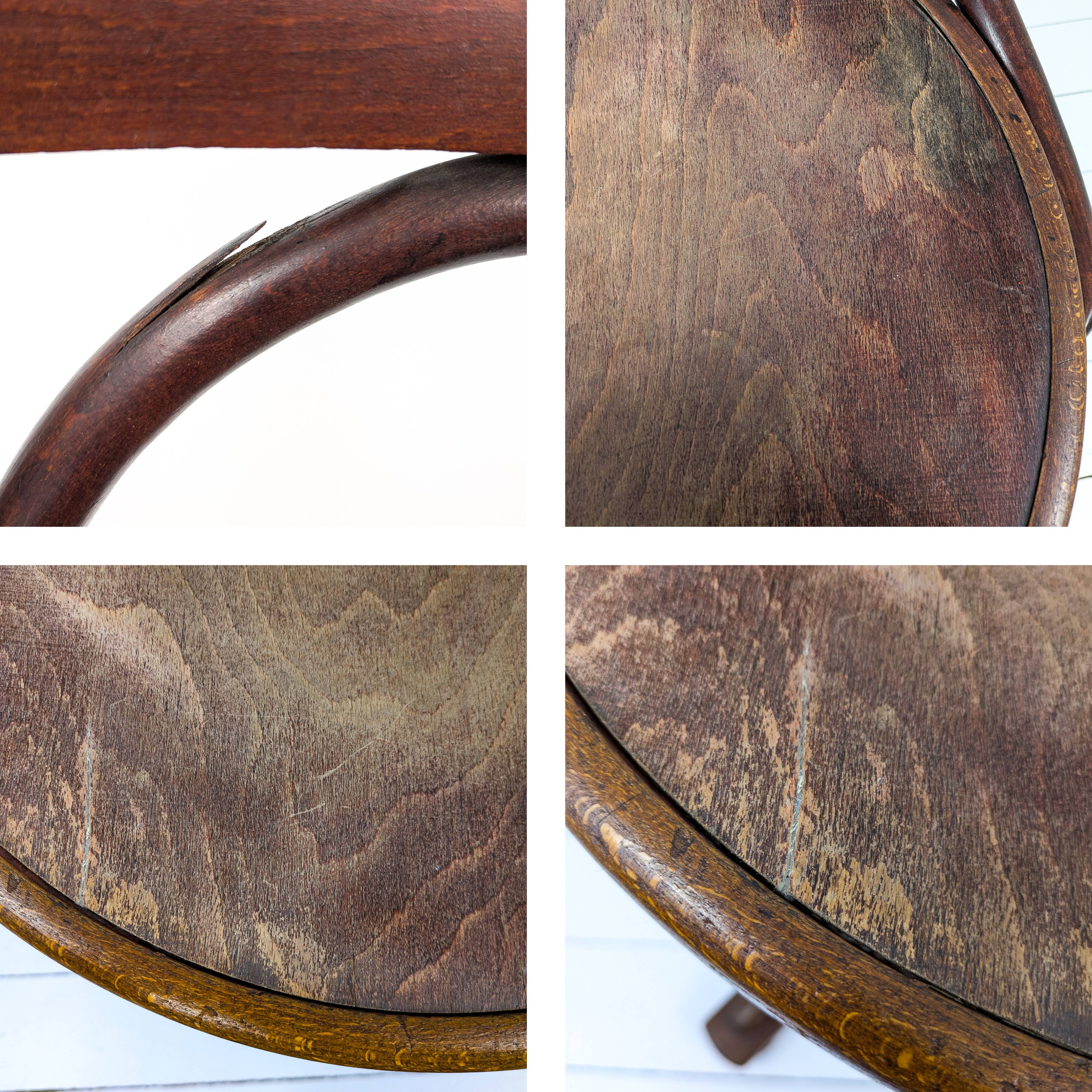 Fauteuil pivotant vintage en bois courbé