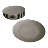Lot de 6 grandes assiettes + 1 en céramique émaillé moucheté