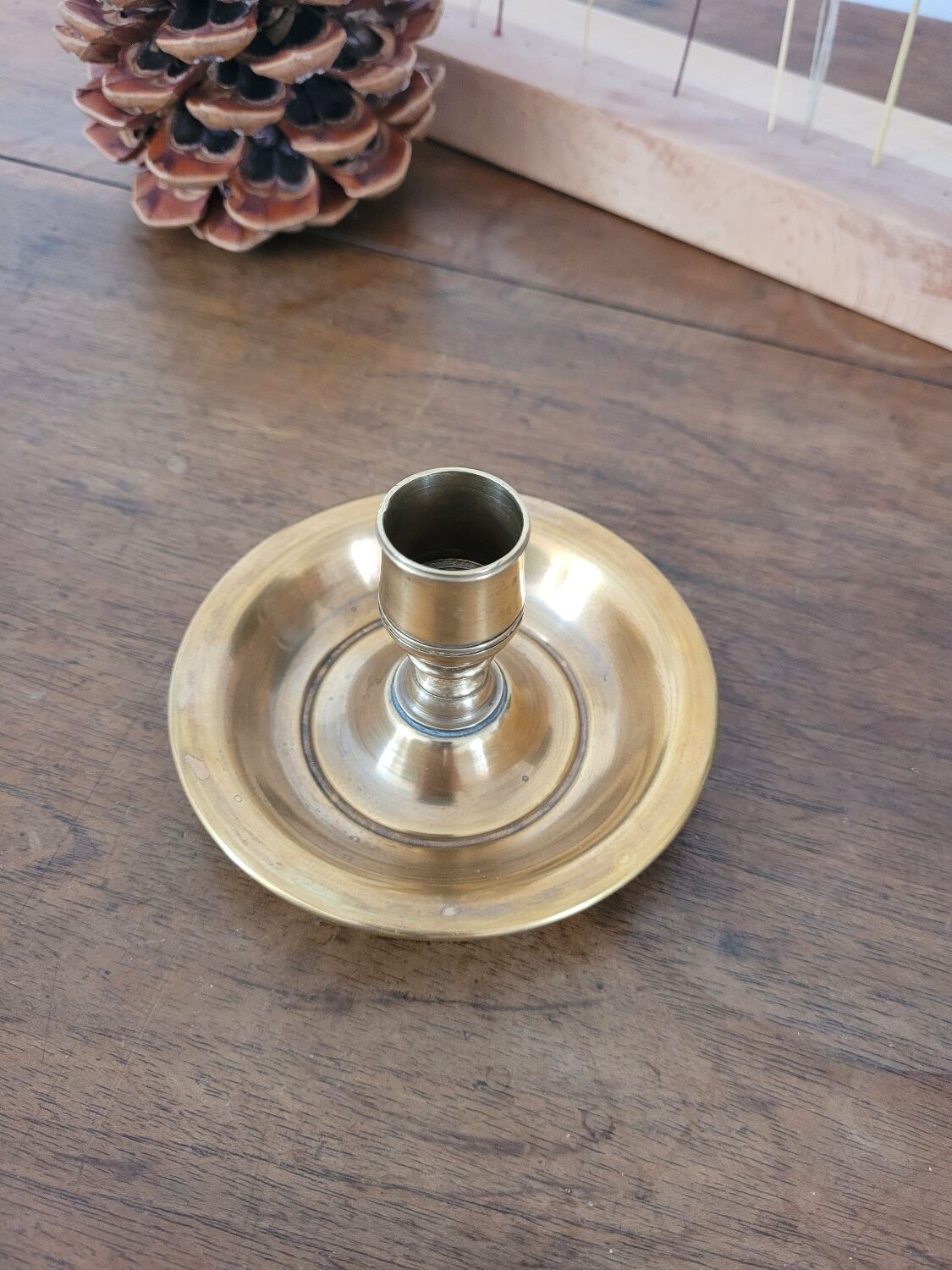 Round brass candlestick