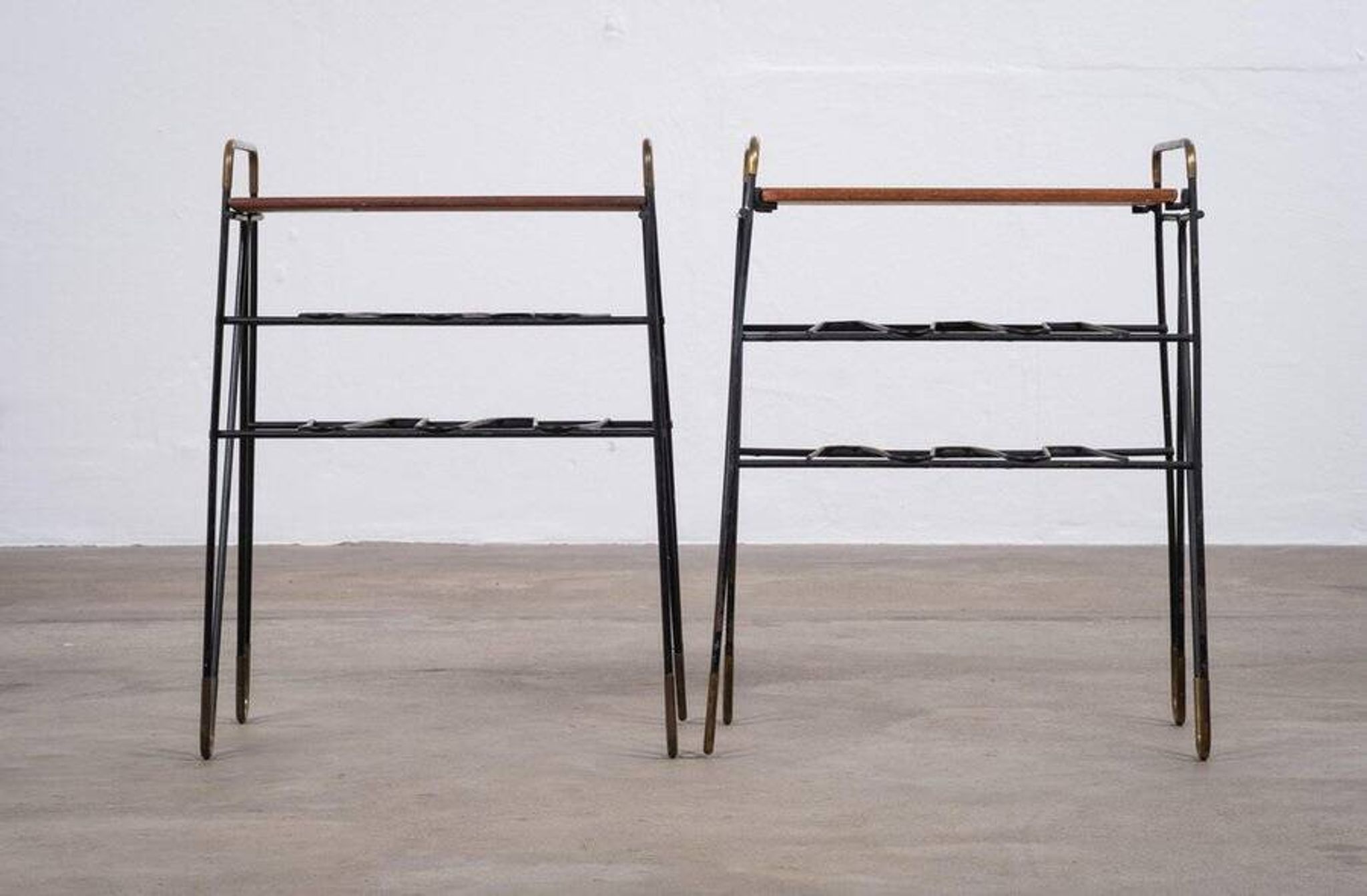 Vintage Teak Side Tables with Metal Frame, Denmark, 1960s, Set of 2