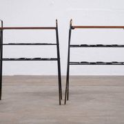 Vintage Teak Side Tables with Metal Frame, Denmark, 1960s, Set of 2