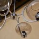 Chandelier 70s metal chrome with 4 glass globes