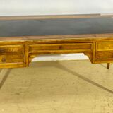 Louis XVI style desk in walnut veneer and brass fillets
