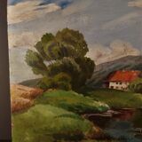 Painting oil on panel landscape Basque country