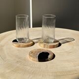 Set of 3 fossilized wooden coasters (clear)